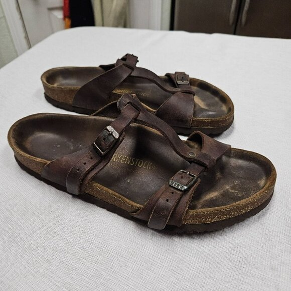 Birkenstock Larisa Womens Sandals Size‎ 41 10 Brown Leather Cork Footbed - Picture 7 of 16